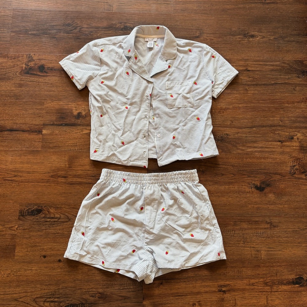 Blue and White Berry Pajama Set